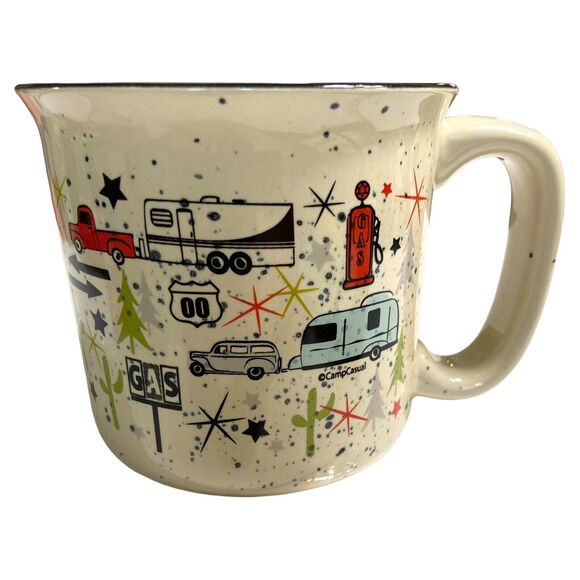 Camp Casual 2 Piece Mugs Wanderlust White Coffee Tea Camping Retro RV Gas Pump - Picture 3 of 12